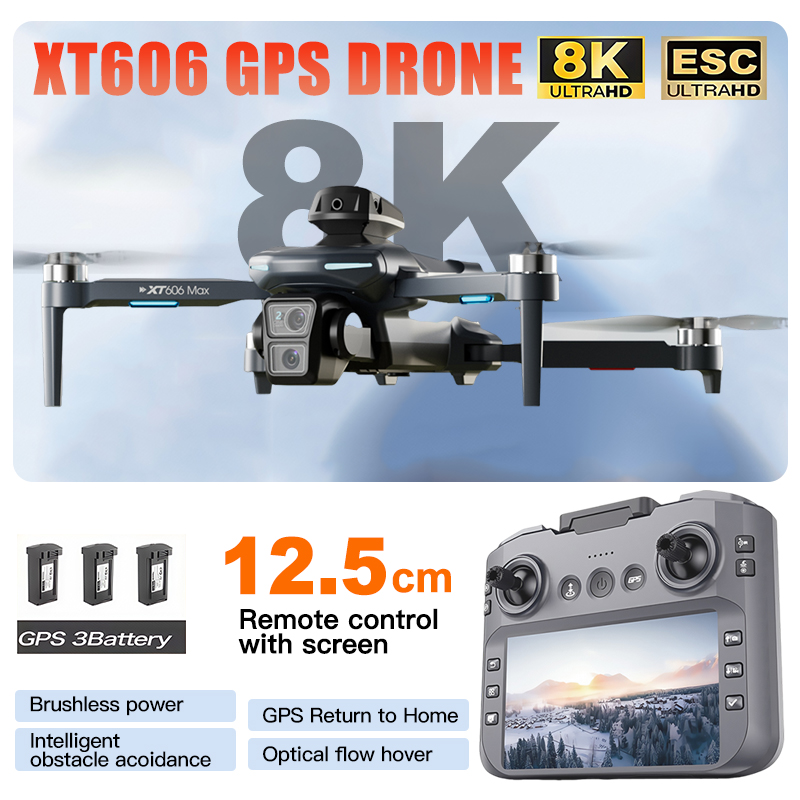 XT606 MAX 3 battery Drone 4k 8 – обзор и цена Drone Camera Thermal
